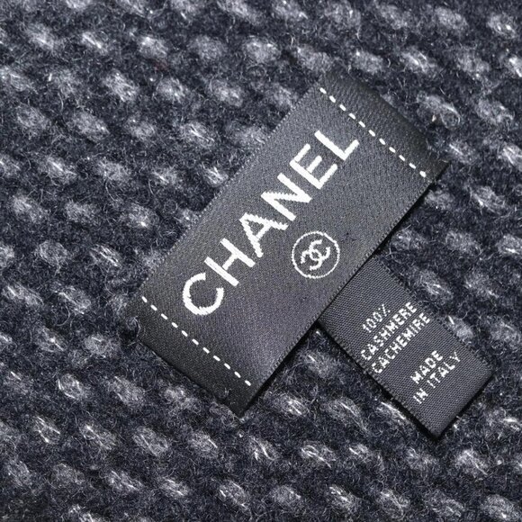 CHANEL Scarf Cashmere Black CC Auth BA5781 - Picture 10 of 10